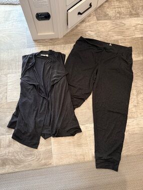 Black Women's Cozy Jogger Pants with Matching Open Front Cardigan